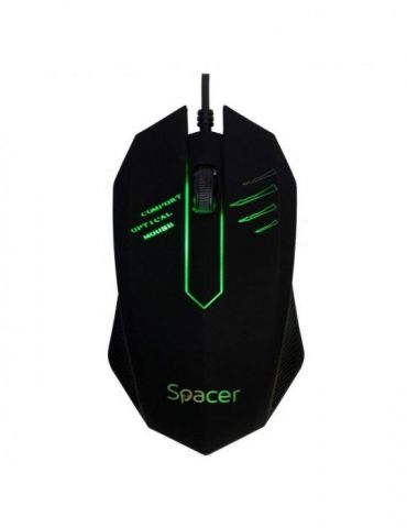 Mouse  spacer pc sau nb cu fir usb optic 1000 dpi butoane/scroll 3/1 iluminare negru spmo-m20 (include tv 0.18lei) Spacer - 1 - Tik.ro