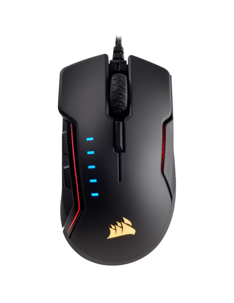 Mouse corsair glaive rgb gaming cu fir usb optic 16000 dpi butoane/scroll 6/1 iluminare butoane programabile negru ch-9302011-eu