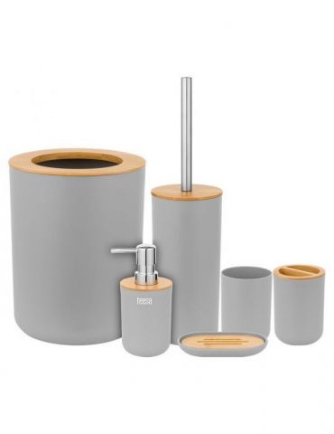 Set 6 accesorii baie gri teesa - Tik.ro