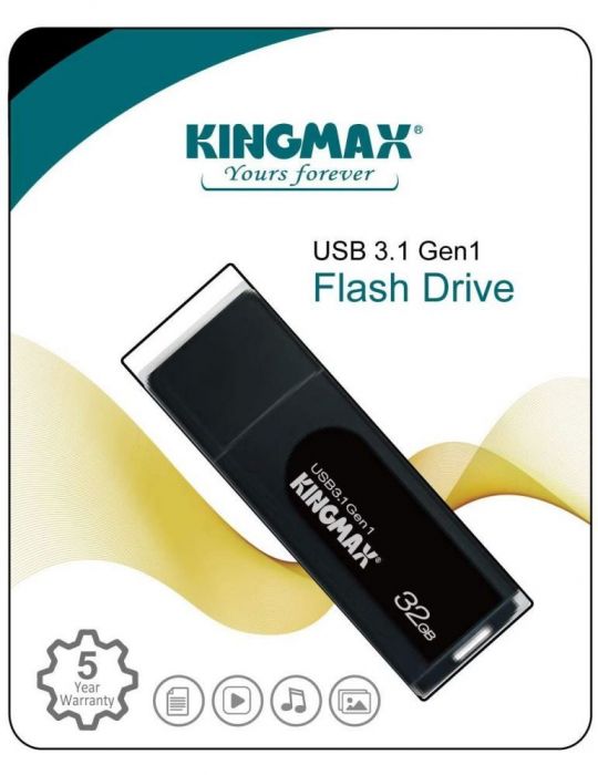 Memorie usb 3.2 gen 1 kingmax  32 gb cu capac plastic negru km32gpb07b (include tv 0.18lei) Kingmax - 1
