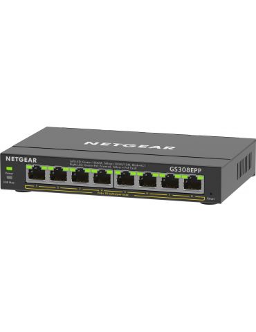 NETGEAR 8-Port Gigabit Ethernet High-Power PoE+ Plus Switch (GS308EPP) Gestionate L2 L3 Gigabit Ethernet (10 100 1000) Power