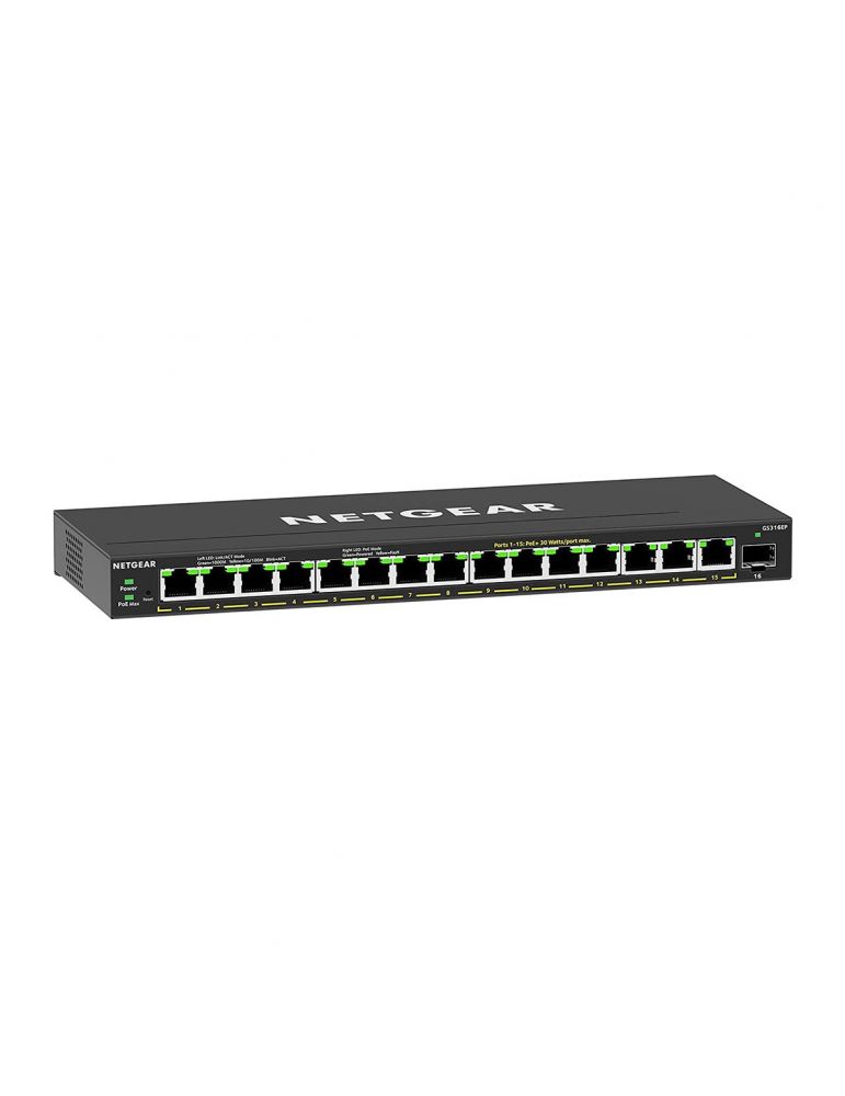 Netgear NETGEAR GS316EP-100PES switch-uri Gestionate Gigabit Ethernet (10/100/1000) Power over Ethernet (PoE) Suport Negru