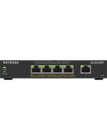 NETGEAR 5-Port Gigabit Ethernet PoE+ Plus Switch (GS305EP) Gestionate L2 L3 Gigabit Ethernet (10 100 1000) Power over Ethernet