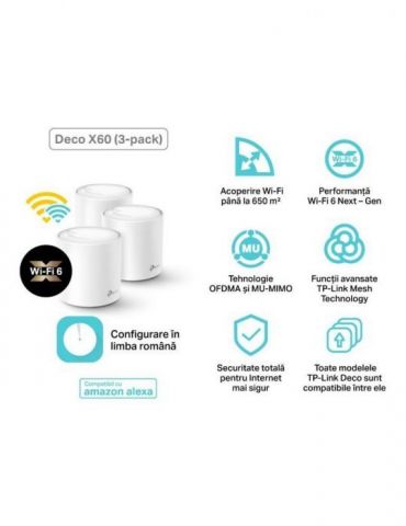 Mesh tp-link wireless router ac3000 pt interior 3000 mbps port lan wan 2.4 ghz | 5 ghz antena interna x 4 standard 802.11ax deco