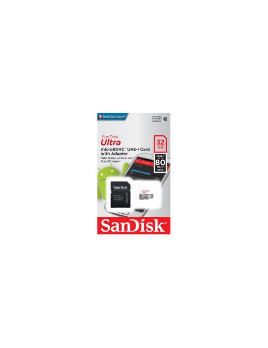 Card microsd sandisk 32 gb microsdhc clasa 10 standard uhs-i u1 sdsqunr-032g-gn3ma (include tv 0.03 lei) Sandisk - 1