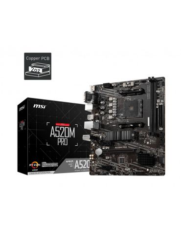 MSI A520M PRO plăci de bază AMD A520 Mufă AM4 micro-ATX