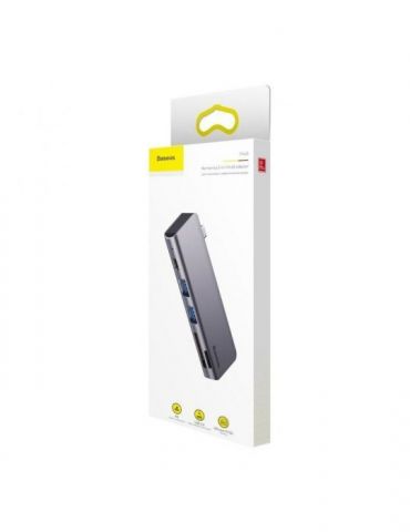 Docking station baseus conectare pc usb type-c usb 3.0 x 2 |usb type c x 1 pd 20v 3a (max.) | card reader sd x 1 micro sd x 1 le