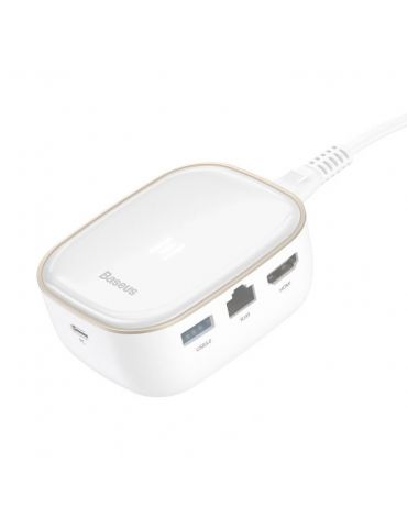 Docking station baseus multifunctional conectare pc usb type-c usb 3.0 x 2 usb type-c x 1 pd 45w rj-45 gigabit lan x 1 card read
