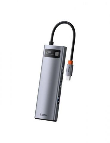 Docking station baseus metal gleam conectare pc usb type-c usb 3.0x3 card reader sdx1 microsdx1 rj-45 gigabit lanx1 usb typecx1 