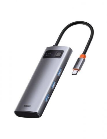 Docking station baseus metal gleam conectare pc usb type-c usb 3.0 x 3 usb type c x 1 pd 100w 5v / 9v / 14.5v / 20v 5a (max.) hd - Tik.ro