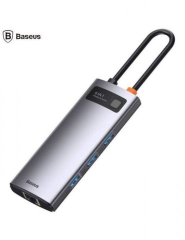 Docking station baseus metal gleam conectare pc usb type-c usb 3.0 x 3 rj-45 gigabit lan x 1 usb type c x 1 pd 100w 5v / 9v / 14
