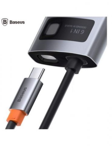 Docking station baseus metal gleam conectare pc usb type-c usb 3.0 x 3 rj-45 gigabit lan x 1 usb type c x 1 pd 100w 5v / 9v / 14