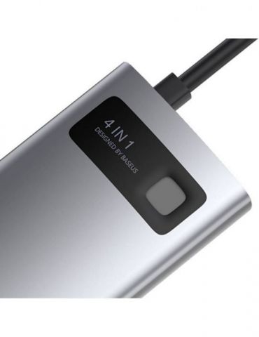 Docking station baseus metal gleam conectare pc usb type-c usb 3.0 x 1|usb 2.0 x 1|usb type c x 1 pd 100w 5v / 9v / 14.5v / 20v 