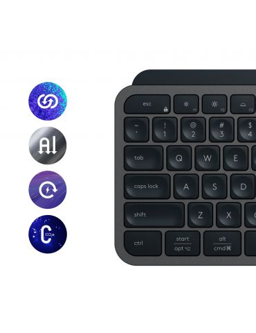 Logitech MX Keys S tastaturi RF Wireless + Bluetooth AZERTY Flamandă Grafit