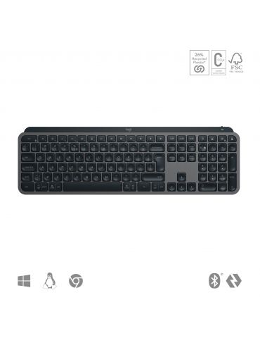 Logitech MX Keys S tastaturi RF Wireless + Bluetooth AZERTY Flamandă Grafit