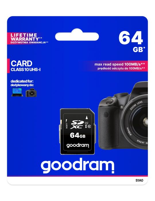 Goodram S1A0 64 Giga Bites SDXC UHS-I Clasa 10