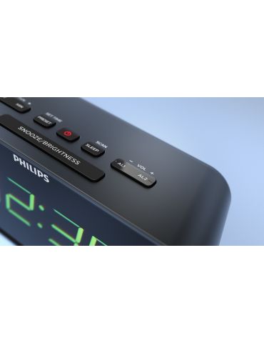 Philips TAR3306 12 ceasuri cu alarmă Ceas deșteptător digital Negru