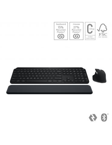Logitech MX Keys S Combo tastaturi Mouse inclus RF Wireless + Bluetooth QWERTY US Internațional Grafit