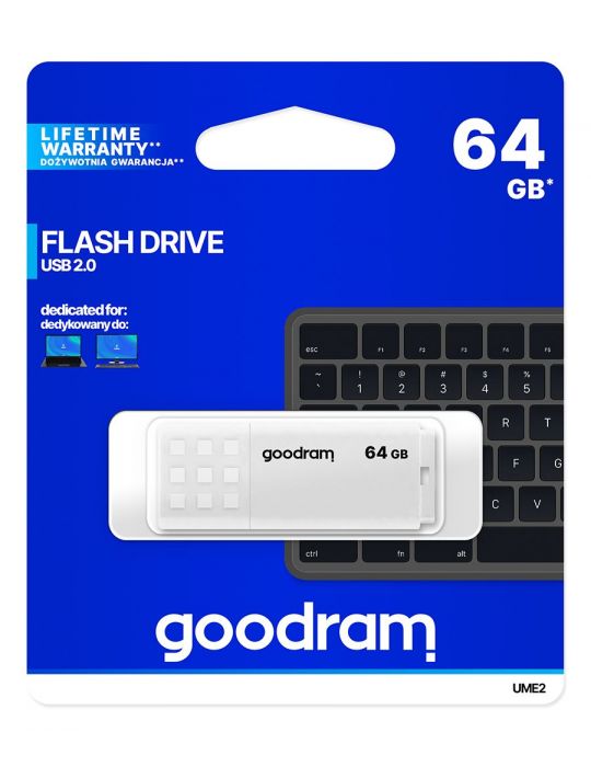 Goodram UME2 memorii flash USB 64 Giga Bites USB Tip-A 2.0 Alb
