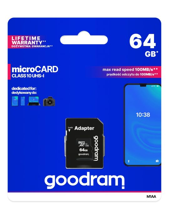 Goodram M1AA 64 Giga Bites MicroSDXC UHS-I Clasa 10