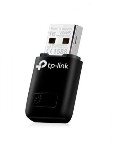 Adaptor retea tp-link wireless  mini de la 1 port usb2.0 la 1 antena interna  300mbps 2.4ghz tl-wn823n (include tv 0.18lei) / 45