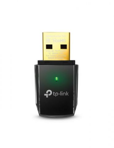 Adaptor retea tp-link ac600 extern wireless 2.4 ghz | 5 ghz usb 2.0 port 433 mbps antena interna x 1 bf-archer t2u(include tv 0. - Tik.ro