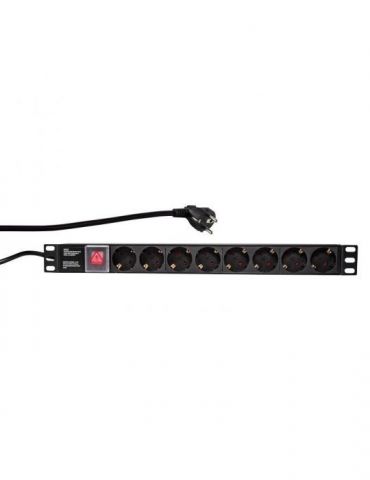 Pdu logilink 1u pt. rack 19 inch 8 prize schuko intrare schuko max 16 a on/off 2 m pdu8c01 (include tv 0.8lei) Logilink - 1 - Tik.ro