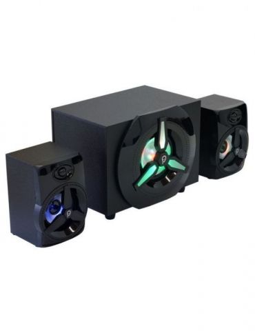 Boxe spacer gaming 2.1 rms: 16w (2 x 3w + 10w) control volum bass subwoofer lemn mdf 220v alimentare 14 x led black spb-hurrican