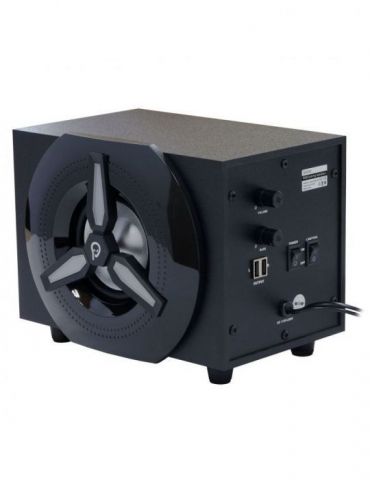 Boxe spacer gaming 2.1 rms: 16w (2 x 3w + 10w) control volum bass subwoofer lemn mdf 220v alimentare 14 x led black spb-hurrican