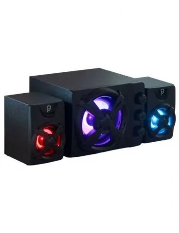 Boxe spacer gaming 2.1 rms: 11w (2 x 3w + 5w) control volum bass si inalte subwoofer lemn mdf 14 x led usb power black spb-thund