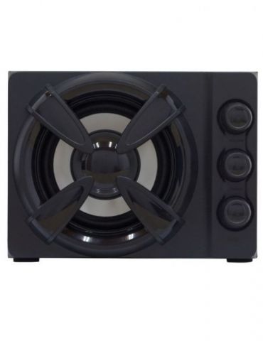 Boxe spacer gaming 2.1 rms: 11w (2 x 3w + 5w) control volum bass si inalte subwoofer lemn mdf 14 x led usb power black spb-thund