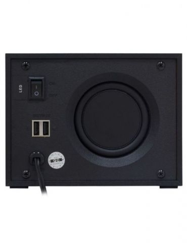 Boxe spacer gaming 2.1 rms: 11w (2 x 3w + 5w) control volum bass si inalte subwoofer lemn mdf 14 x led usb power black spb-thund