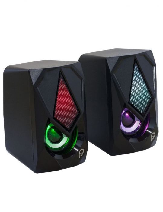 Boxe spacer gaming 2.0 rms:  6w (2 x 3w) control volum 4 x led usb power black spb-storm  (include tv 1.5 lei) Spacer - 1