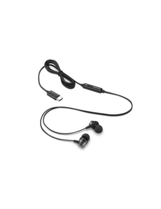 Lenovo 4XD1J77351 cască audio & cască cu microfon Căști Prin cablu În ureche Birou Call center USB tip-C Negru