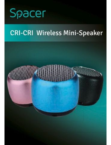 Boxa spacer portabila bluetooth cri-cri-bk rms:  3w control volum acumulator 300mah timp de functionare pana la 2 ore distanta d