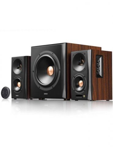 Boxe edifier 2.1 rms: 155w (2 x 10w 2 x 30w 1 x 75w) bluetooth telecomanda wireless volum bass treble optical coaxial brown s360 - Tik.ro