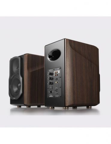 Boxe edifier 2.0 rms: 130w (2 x 15w 1 x 50w 1 x 50w) bluetooth telecomanda wireless volum bass treble optical coaxial brown s200