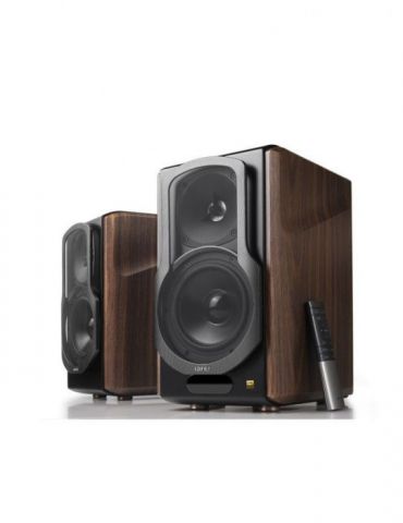 Boxe edifier 2.0 rms: 130w (2 x 15w 1 x 50w 1 x 50w) bluetooth telecomanda wireless volum bass treble optical coaxial brown s200