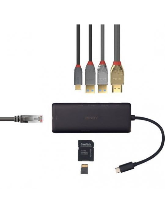 Lindy 43358 stații de andocare și replicatoare de porturi pentru calculatoare portabile Prin cablu USB 3.2 Gen 1 (3.1 Gen 1)