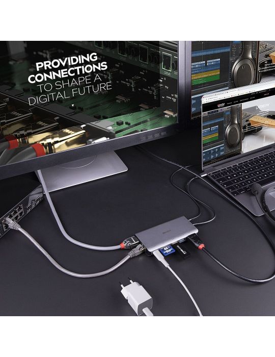 Lindy 43323 stații de andocare și replicatoare de porturi pentru calculatoare portabile Prin cablu USB 3.2 Gen 1 (3.1 Gen 1)