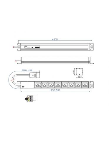 Pdu bachmann 1u pt. rack 19 inch 8 prize iec intrare iec max 16 a cablu 2 m negru / argintiu 333.815 (include tv 3.50lei) Bachma