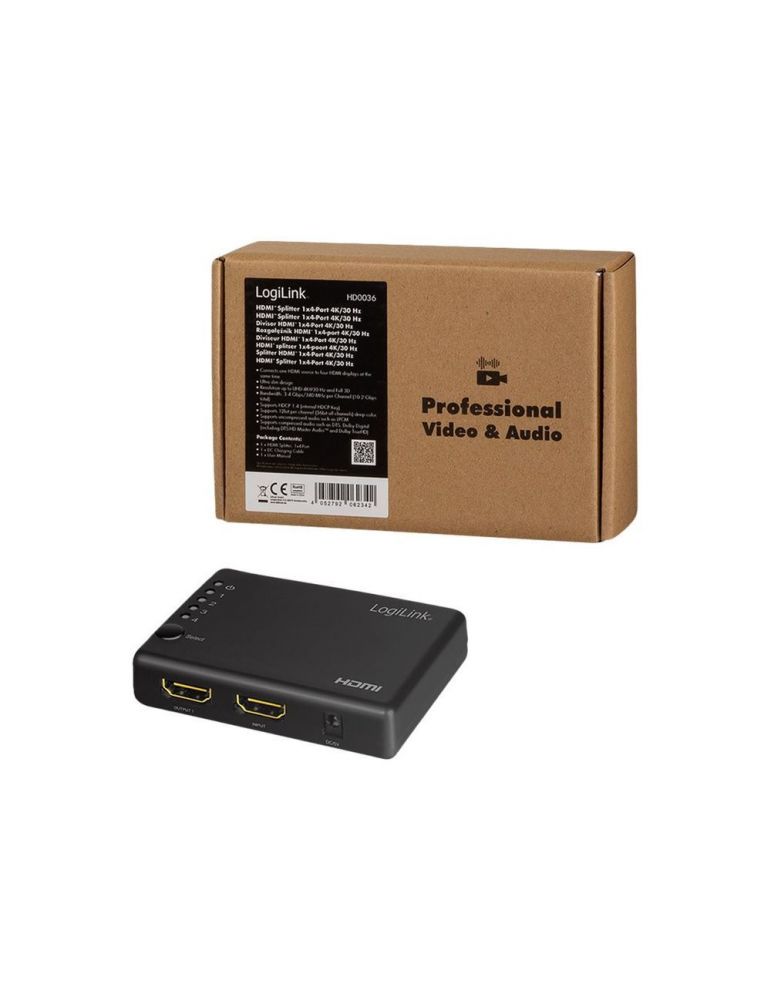 Audio & Video Splitters & Switches LogiLink - video/audio splitter - 4 ports