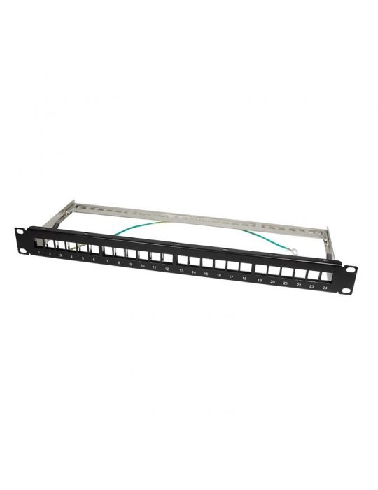 Keystone panel logilink 1u pentru rack 19 24 ports shielded black nk4042 Logilink - 1