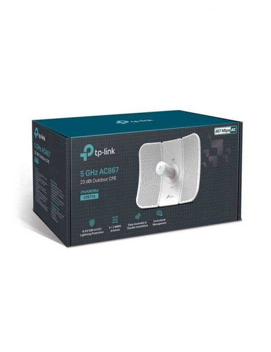 Access point tp-link wireless exterior 867mbps port 10/100/1000mbps antena interna pasiv poe 5ghz cpe710 (include tv 1.75lei) Tp