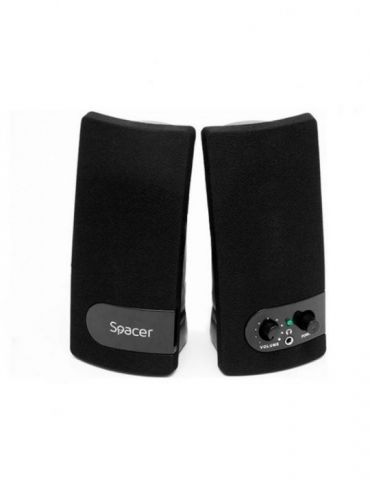 Boxe spacer 2.0 rms:  6w (2 x 3w) control volum mufa casti usb power black spb-216 (include tv 0.8lei) /43501556 Spacer - 1 - Tik.ro