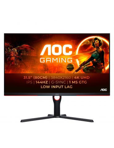 AOC G3 U32G3X LED display 80 cm (31.5") 3840 x 2160 Pixel 4K Ultra HD Negru, Roşu - Tik.ro
