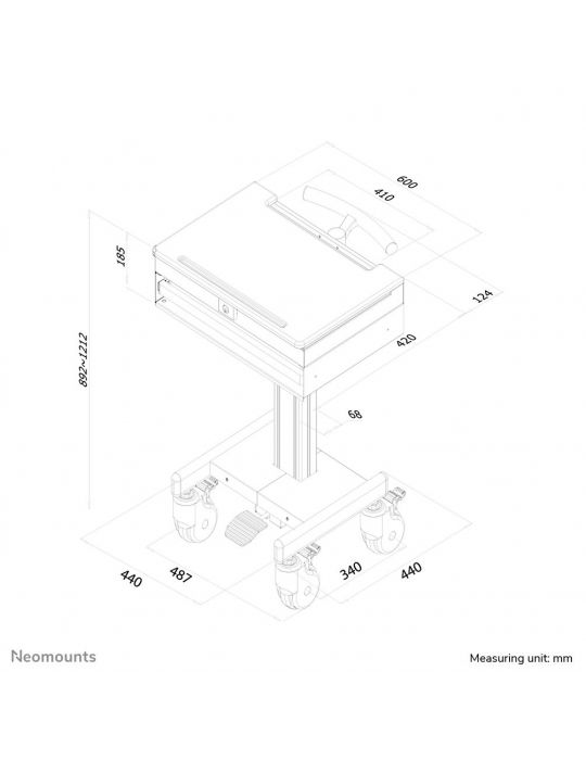 Neomounts MED-M100 cărucioare și standuri pentru multimedia Gri Laptop Raft pe roți multimedia