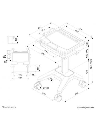 Neomounts MED-M200 cărucioare și standuri pentru multimedia Alb Laptop Raft pe roți multimedia