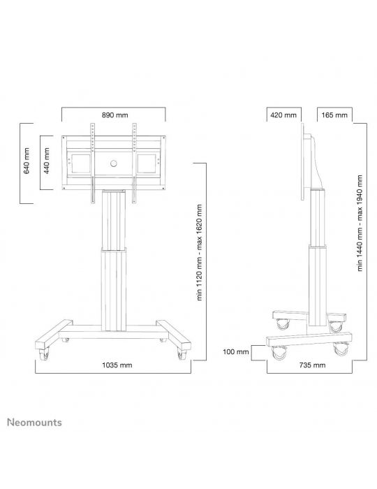 Neomounts PLASMA-M2500SILVER sistem montare monitor stand 2,54 m (100") Argint Podea