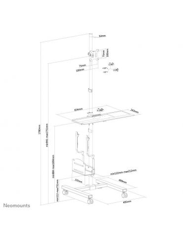 Neomounts FPMA-MOBILE1700 cărucioare și standuri pentru multimedia Negru